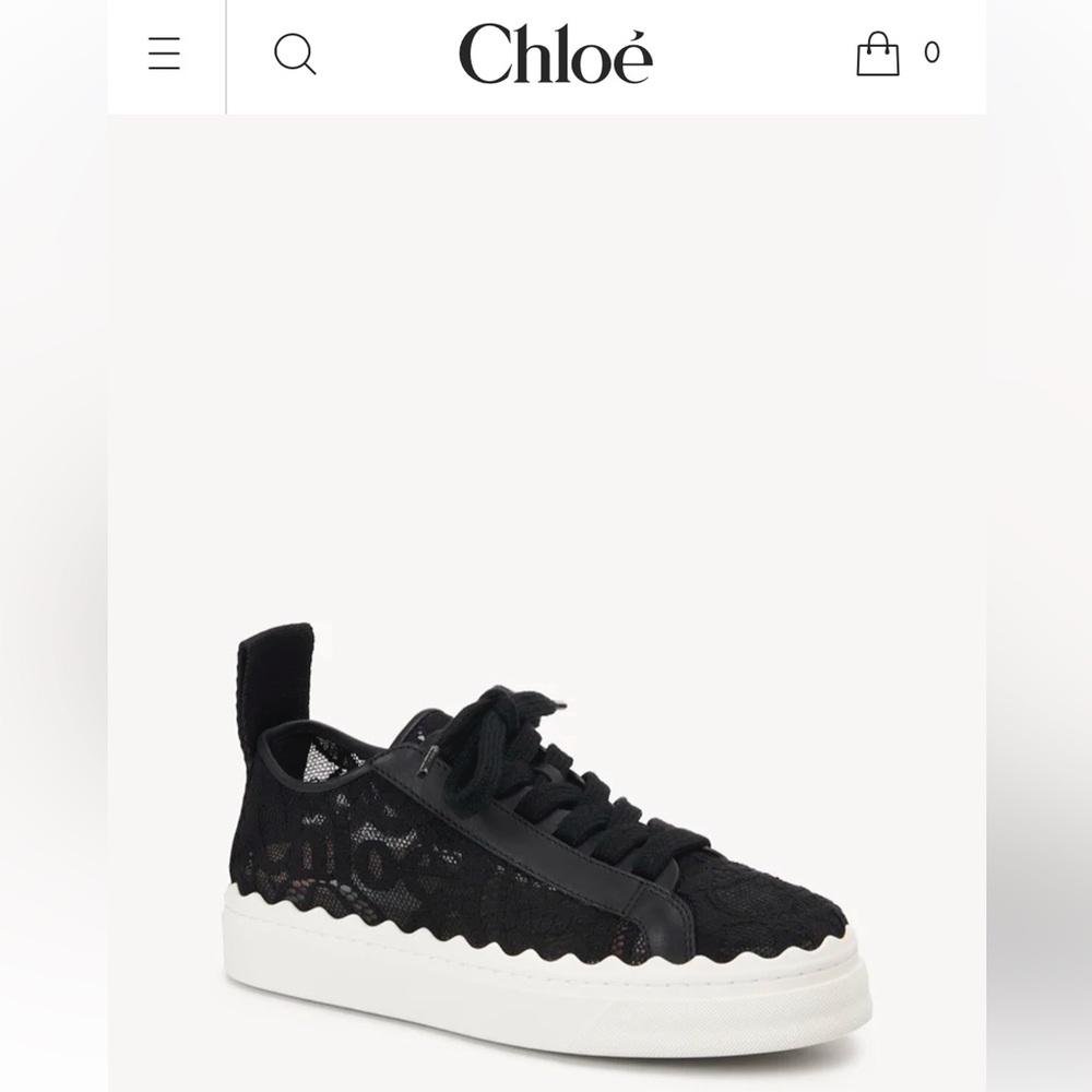 Chloe, LAUREN SNEAKER in black lace. Excellent condition!